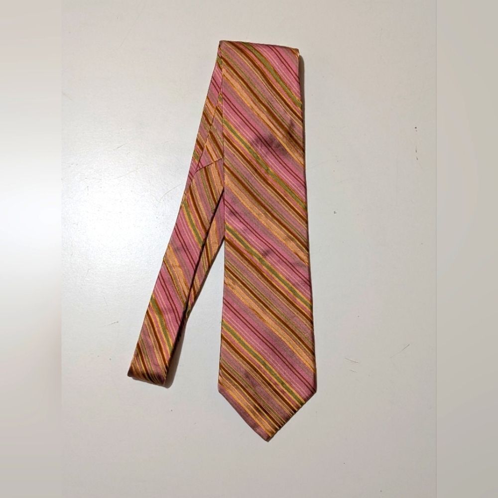 TED BAKER LONDON Pink/Burgundy stripe Silk USA Handmade Necktie/Tie
